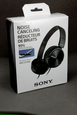 Sony MDR-ZX110NC Noise Cancelling Wired On Ear Headphones Black Tested Like New